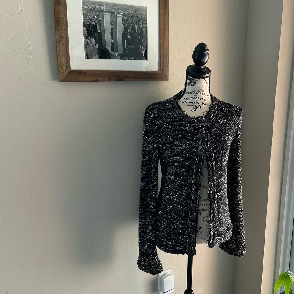 BCBGMaxAzria Black and Gray Cardigan